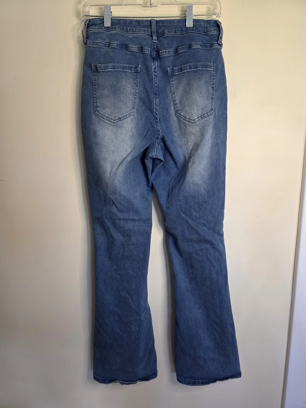 Hot Topic Blue Lace-Up Flare Jeans with White Laces